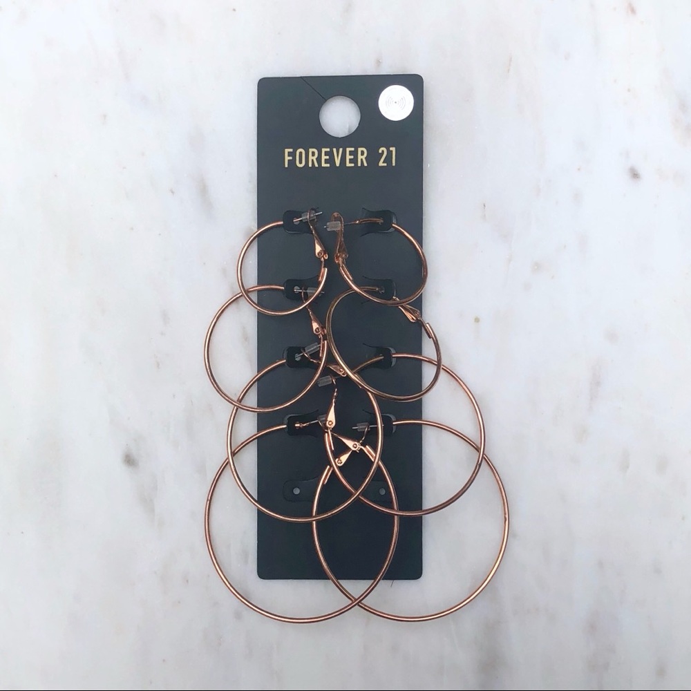 Forever 21 set of rose gold hoop earrings